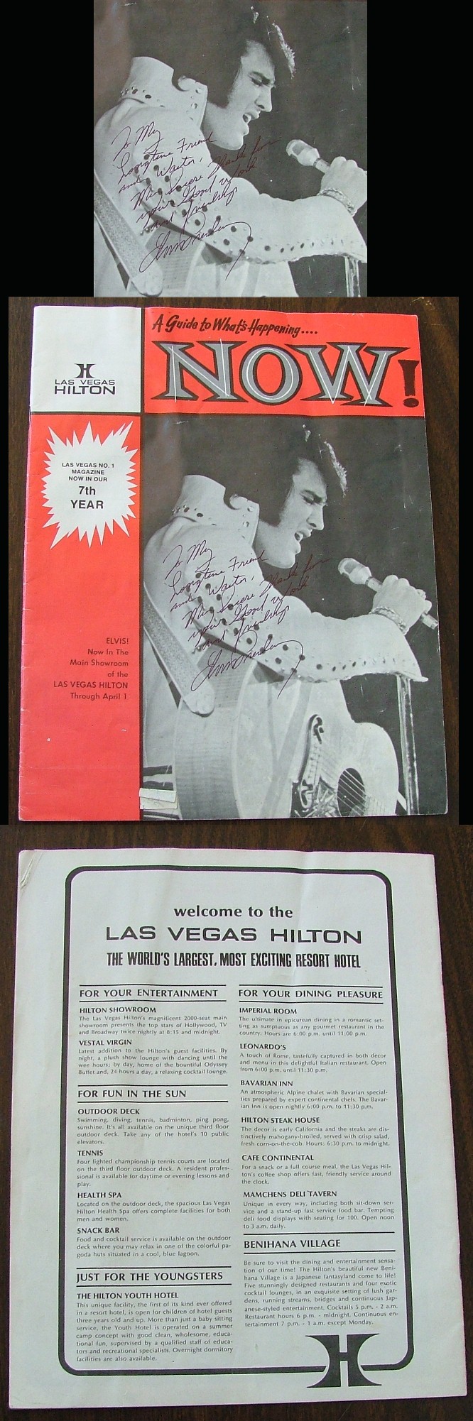 Elvis Presley signed Las Vegas Hilton Magazine 1975