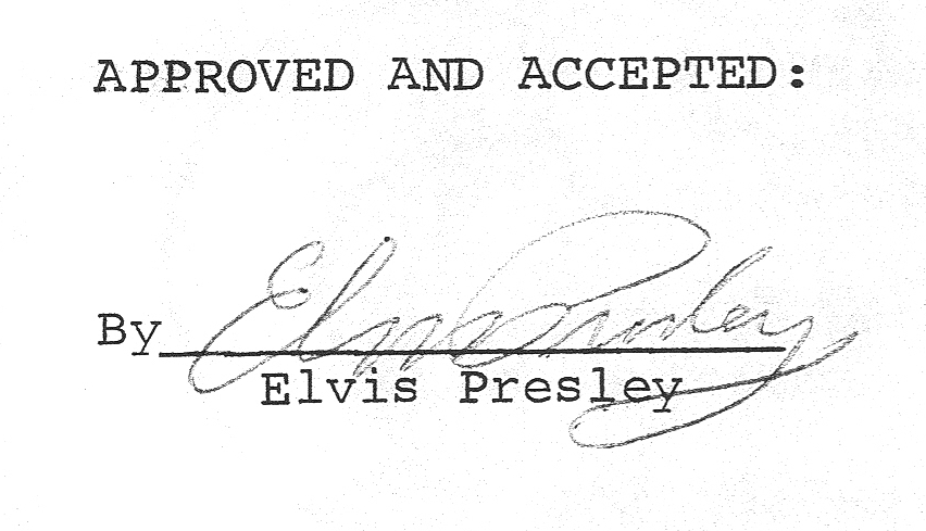Elvis' signature on TTWII contract